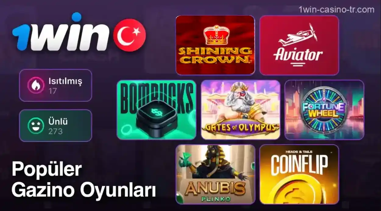 1win platformunda Türk oyuncular için popüler casino oyunları.